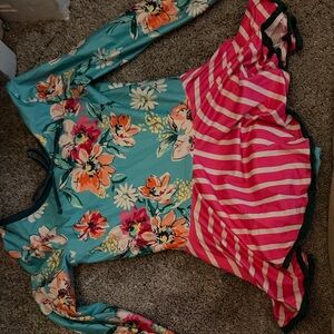 Cheeky Plum ballet leotard Floral and Striped Kids One Piece